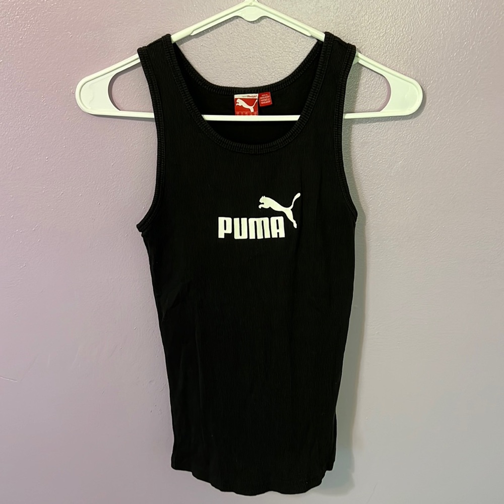 Puma Black and White Logo Ribbed Tank Top